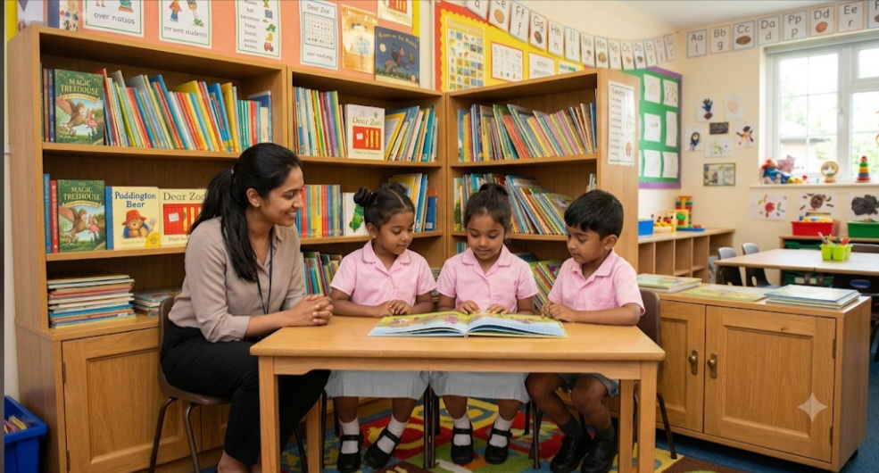 Students learning in a classroom